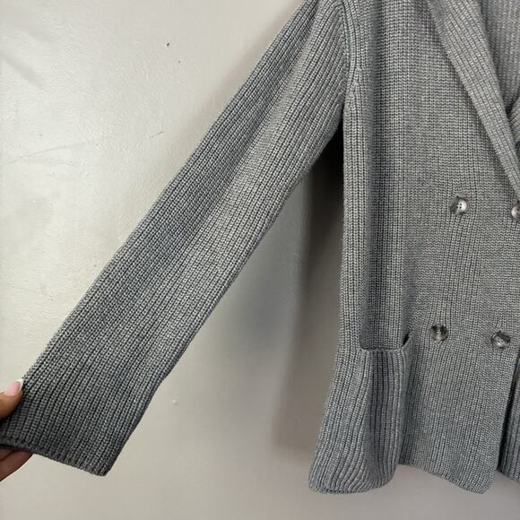 MONROW Sweater Double Breasted Knit Cardigan Size M Blazer Wool Cotton $285 - Picture 5 of 14